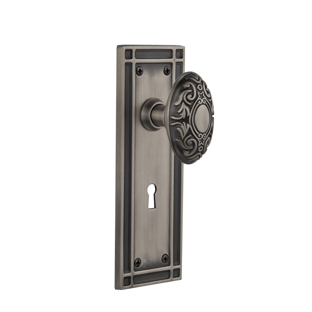 Nostalgic Warehouse MISVIC Mortise Mission Plate with Victorian Knob and Keyhole in Antique Pewter